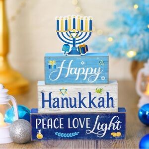 Happy Hanukkah Decorative Blocks